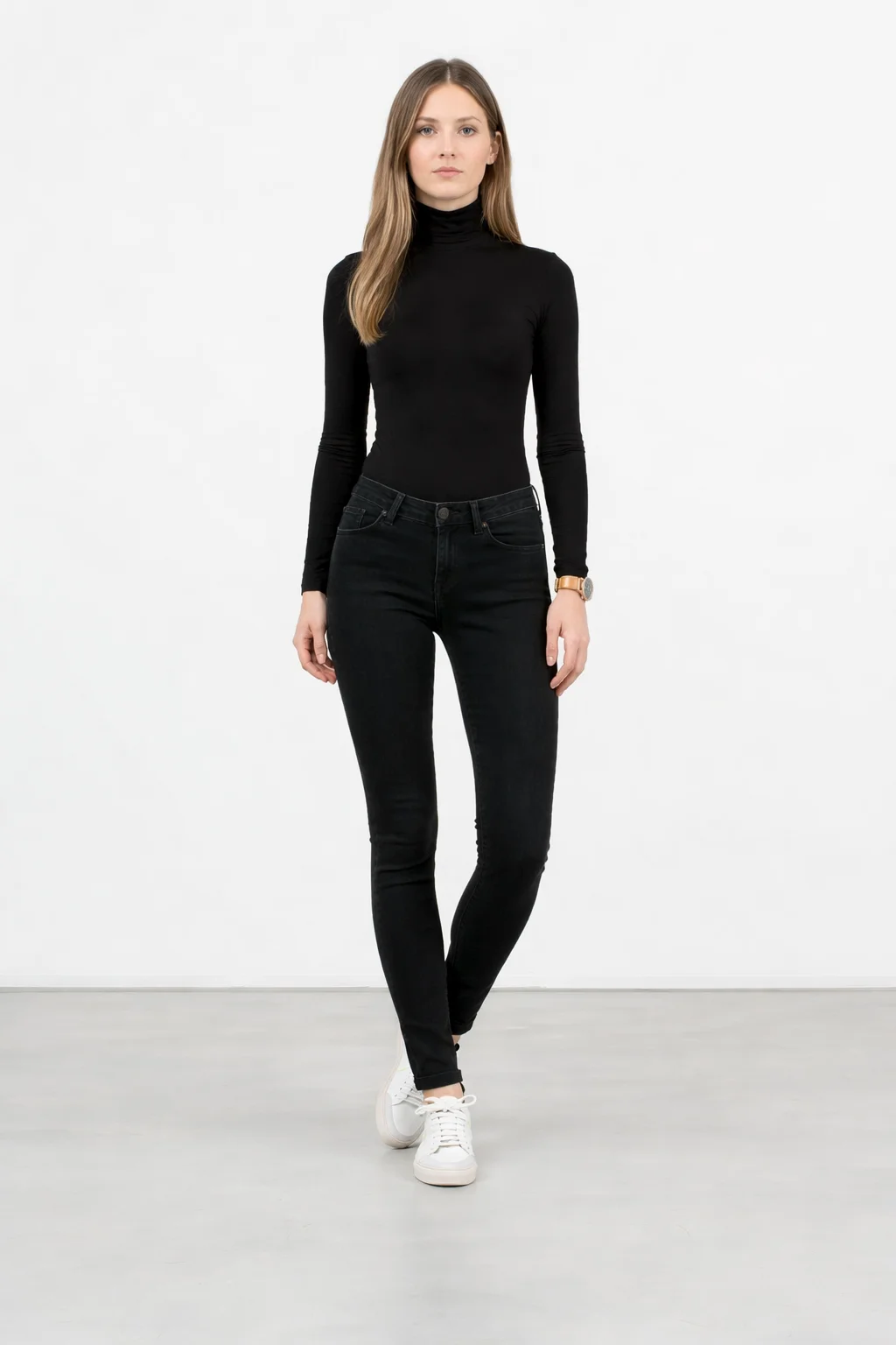 spodnie damskie  - Mid Waist Skinny Fit Jeans