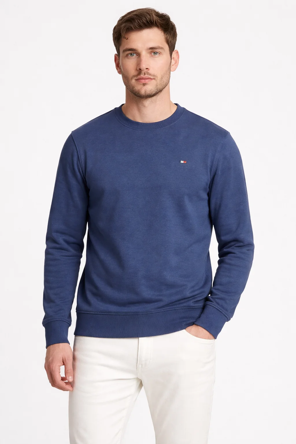 bluza męska  - REGULAR FLEECE CREW NECK FADED INDIGO